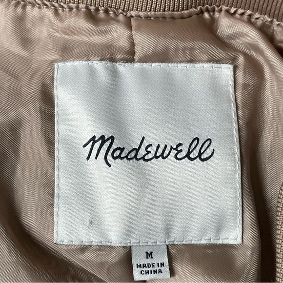 Madewell Tan Velvet Silk Blend Full Zip Bomber Jacket - 35565 - Picture 12 of 16